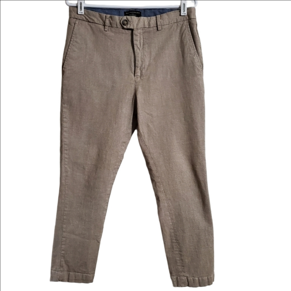 Banana Republic Women's Brown White Slim Tapered Fit Pants Size 32W